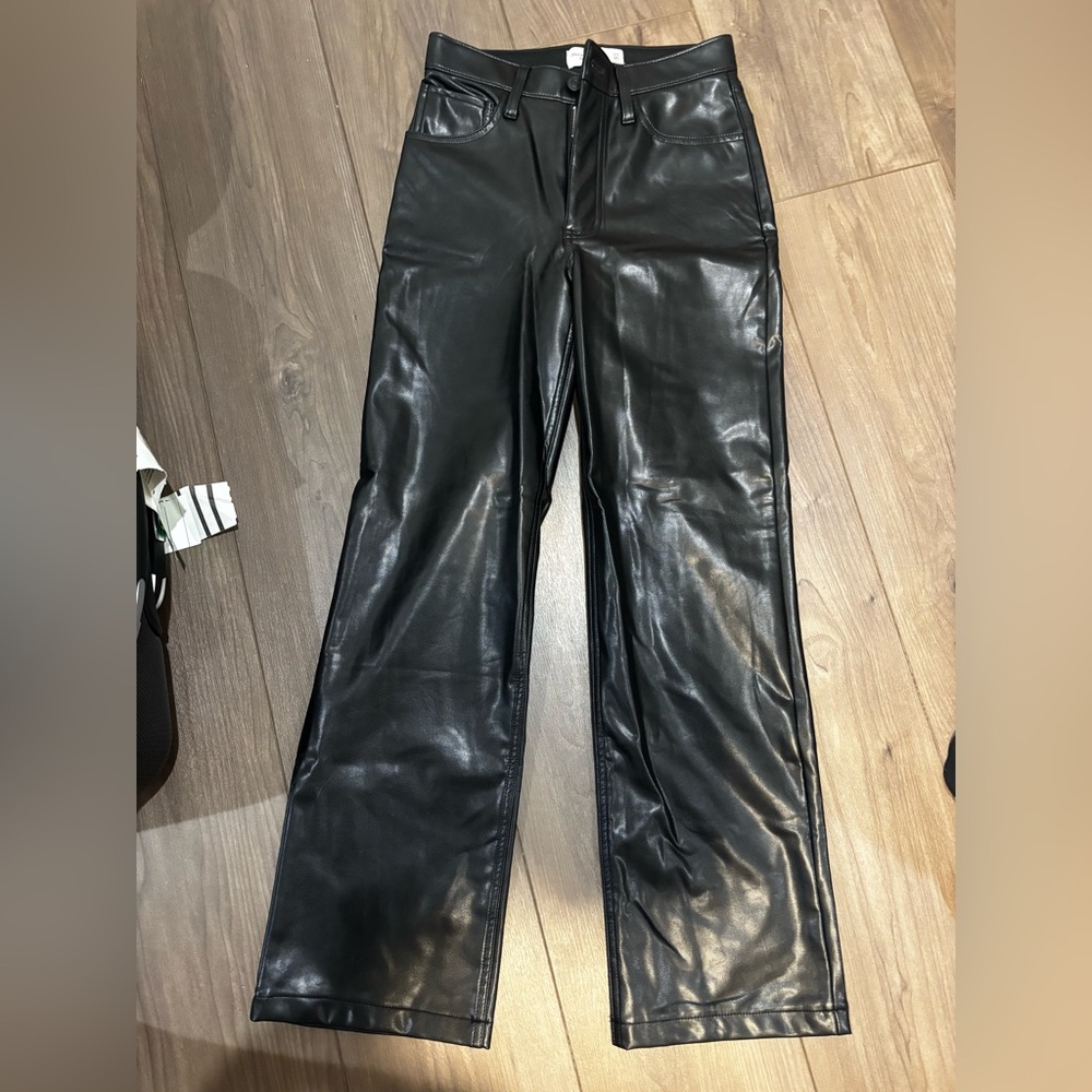 Black Faux Abercrombie Leather Pants 00 Short